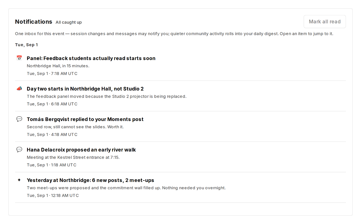 Notifications tab showing the morning digest rollup