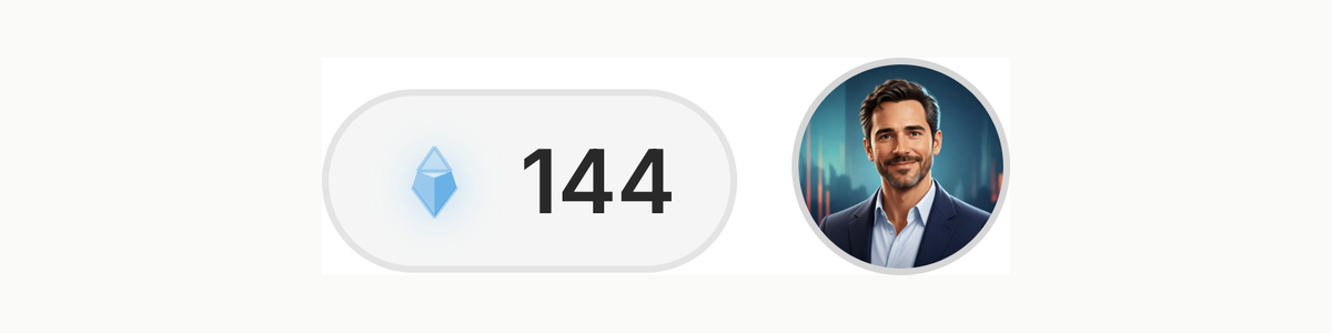 The engagement gem and point total from the app top bar, shown close up